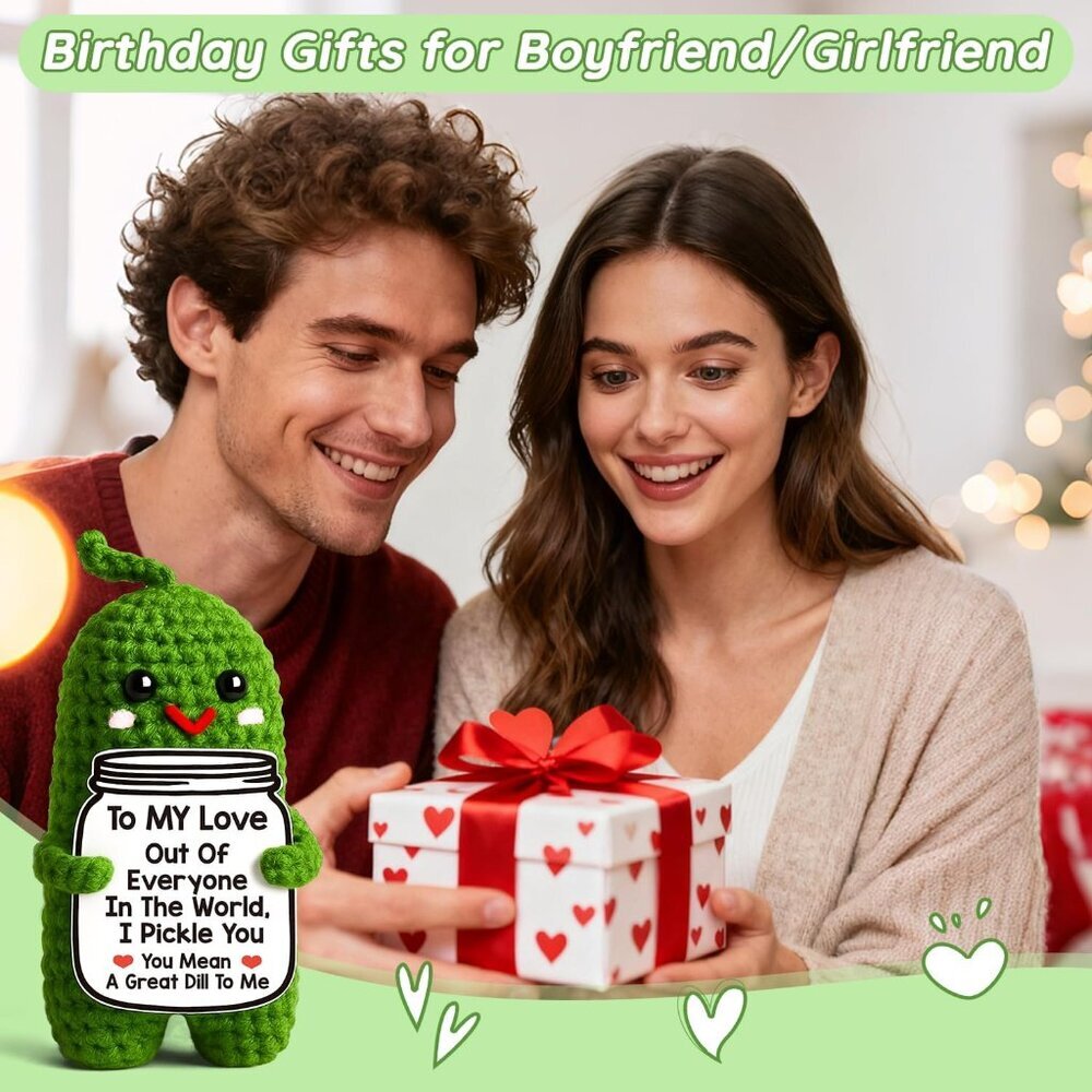 Handmade Crochet Pickle Gifts for Him Her Boyfriend Girlfriend Cute Décor Green - Picture 5 of 6